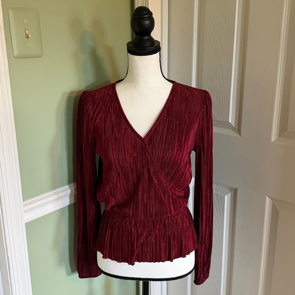 Banana Republic Deep Red V-Neck Blouse